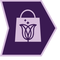 Icon of tulip outline in a shopping bag