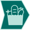 Shopping bags in teal icon 