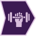 Purple Polygon with hand holding a dumbbell in the middle