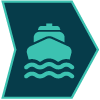 Teal Polygon with a cruise ship in the middle