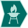 BBQ icon in the middle of a green polygon 